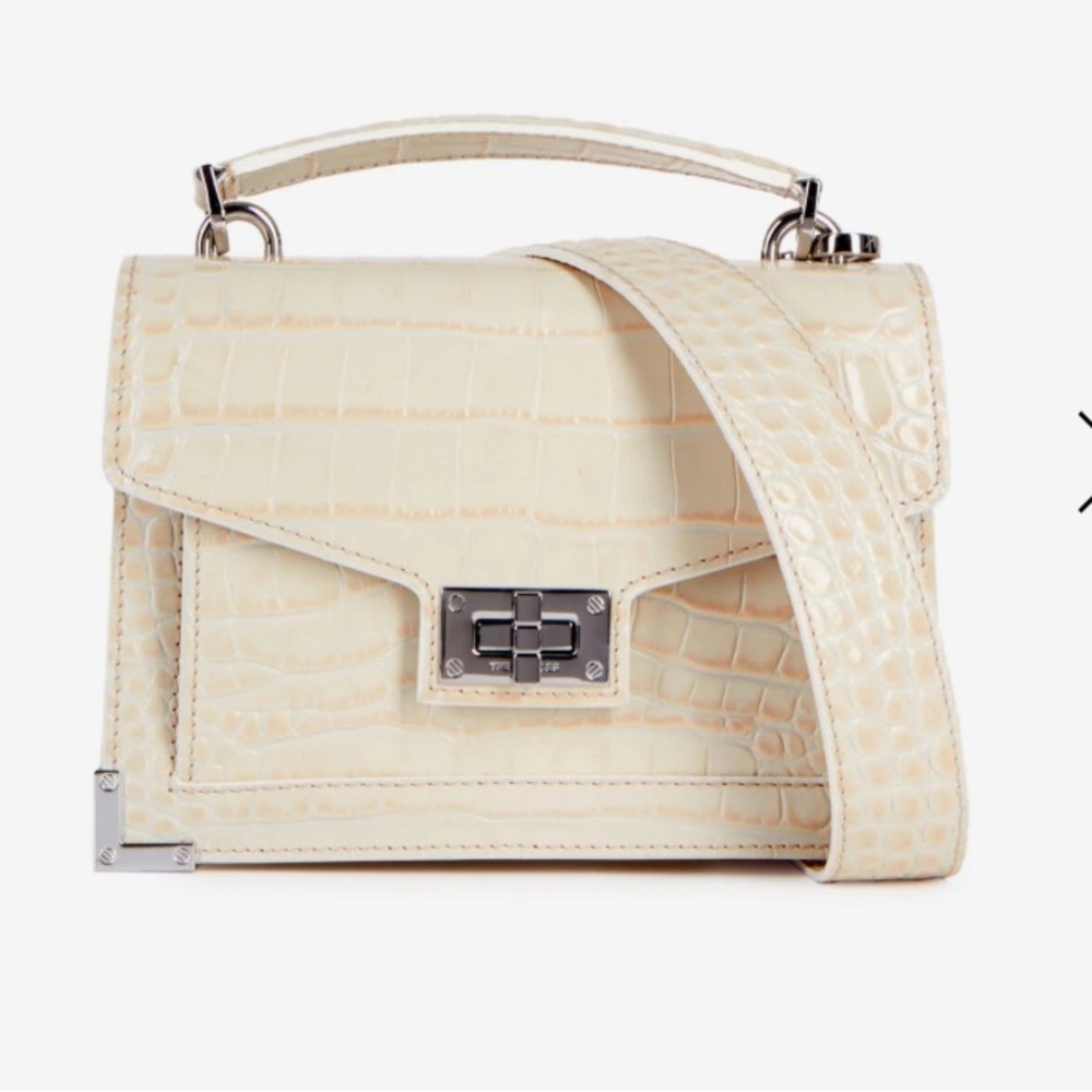 THE KOOPLES LEATHER EMILY BAG ecru MOCK CROC